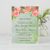 Shabby Chic Roses Hochzeitsempfang Einladung (Stehend Vorderseite)