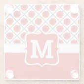 Shabby Chic Rot, Schwarz und Weiß Pupien Monogramm Glasuntersetzer (Rückseite)