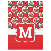 Shabby Chic Rot, Schwarz und Weiß Pupien Monogramm Klemmbrett (Rückseite)