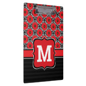 Shabby Chic Rot, Schwarz und Weiß Pupien Monogramm Klemmbrett (Rechts)