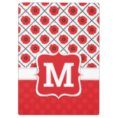 Shabby Chic Rot, Schwarz und Weiß Pupien Monogramm Klemmbrett (Rückseite)