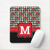 Shabby Chic Rot, Schwarz und Weiß Pupien Monogramm Mousepad (Mit Mouse)
