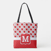 Shabby Chic Rot, Schwarz und Weiß Pupien Monogramm Tasche (Rückseite)