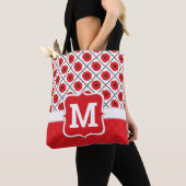 Shabby Chic Rot, Schwarz und Weiß Pupien Monogramm Tasche (Von Nahem)