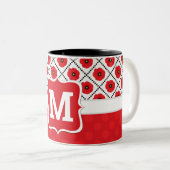 Shabby Chic Rot, Schwarz und Weiß Pupien Monogramm Zweifarbige Tasse (VorderseiteRechts)
