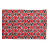 Shabby Chic Rot, Schwarz & Weiß Pupien Blütenblüte Kissenbezug (Rückseite)