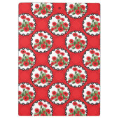 Shabby Chic Rot, Schwarz & Weiß Pupien Blütenblüte Klemmbrett (Rückseite)