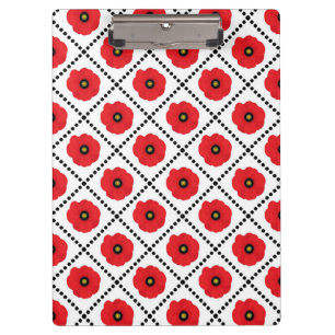 Shabby Chic Rot, Schwarz & Weiß Pupien Blütenblüte Klemmbrett