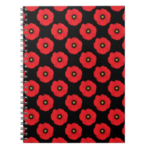 Shabby Chic rote und schwarze Mohnblumen floral Notizblock