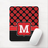Shabby Chic Rote und Schwarze Pfoten Blumenmonogra Mousepad (Mit Mouse)