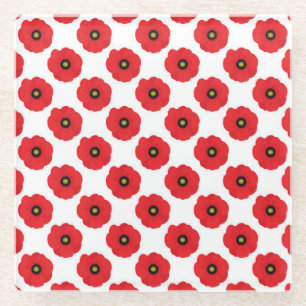 Shabby Chic rote und weiße Mohnblumen floral Glasuntersetzer