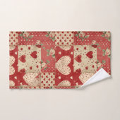 Shabby Chic rotes Patchworkmuster Badhandtuch Set (Handtuch)