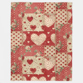 Shabby Chic rotes Patchworkmuster Fleecedecke (Vorderseite)
