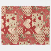 Shabby Chic rotes Patchworkmuster Fleecedecke (Vorderseite (Horizontal))