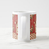 Shabby Chic rotes Patchworkmuster Jumbo-Tasse (Rückseite)