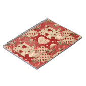 Shabby Chic rotes Patchworkmuster Notizblock (Linke Seite)