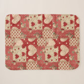Shabby Chic rotes Patchworkmuster Sherpadecke (Vorderseite (Horizontal))