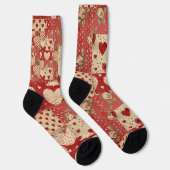 Shabby Chic rotes Patchworkmuster Socken (Rechts)
