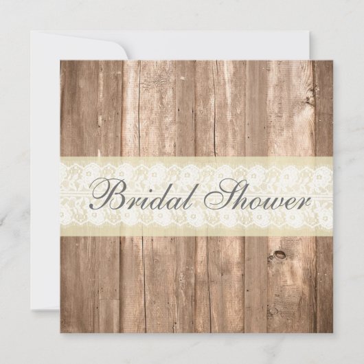 Shabby Chic Rustic Cream Bridal Dusche Einladung (Vorderseite)