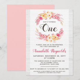 Shabby Chic Rustic Ein erster Geburtstag Einladung