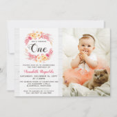 Shabby Chic Rustic Ein erster Geburtstag Einladung (Vorderseite)