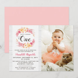 Shabby Chic Rustic Ein erster Geburtstag Einladung