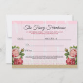 Shabby Chic Rustic Wood Pink Geschenkgutschein Kar Einladung (Rückseite)