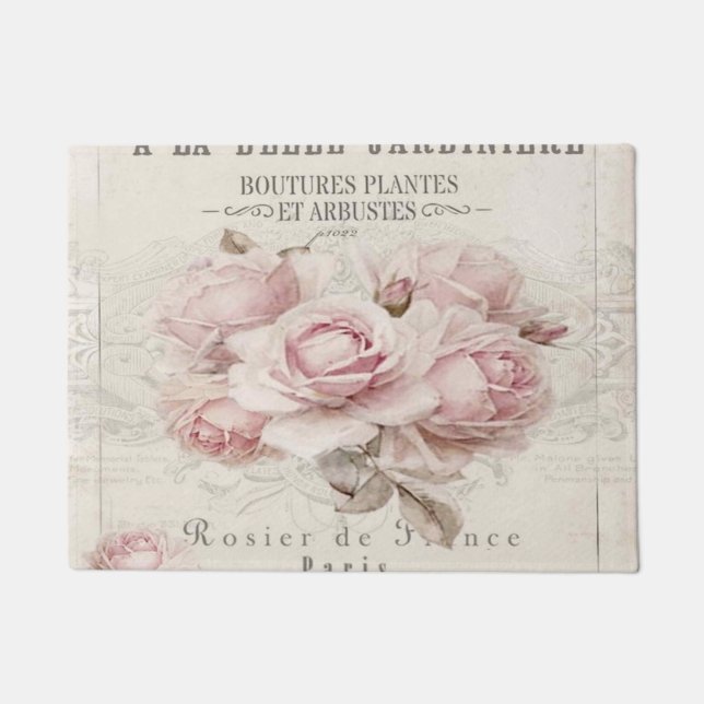 Shabby Chic, rustikal, Vintag, blumenreich, Collag Fußmatte (Vorderseite)