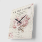 Shabby Chic, rustikal, Vintag, blumenreich, Collag Quadratische Wanduhr (Winkel)