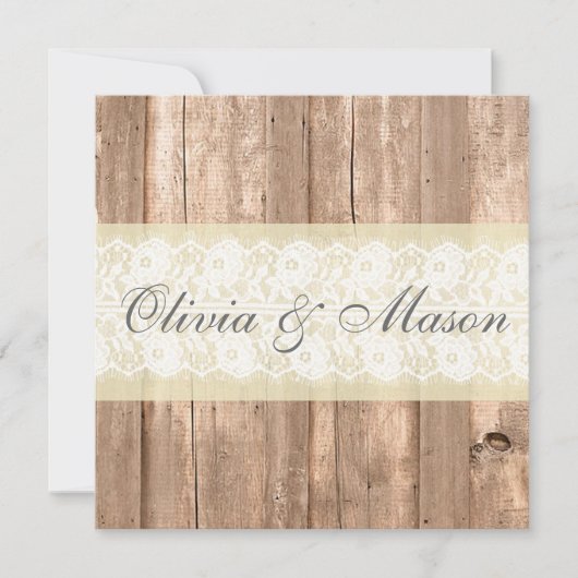Shabby Chic Rustikale Creme Hochzeit Einladung (Vorderseite)