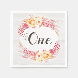 Shabby Chic Rustikale Flora Eins Geburtstagsparty Serviette