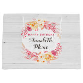 Shabby Chic Rustikale florale Rose glücklich Gebur Große Geschenktüte (Vorderseite)