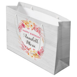 Shabby Chic Rustikale florale Rose glücklich Gebur Große Geschenktüte