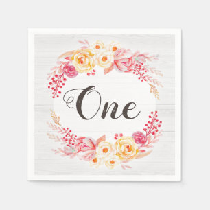 Shabby Chic-rustikales Blumen erstes Serviette