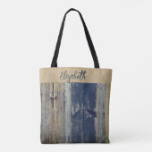 Shabby Chic Rustikales Holz Personalisiert Tasche (Rückseite)