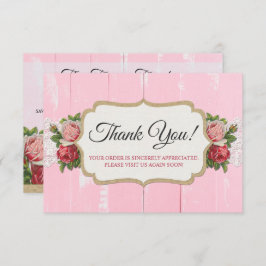 Shabby Chic Rustikales Holz Rosa Blüte Dankeschön  Einladung