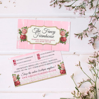 Shabby Chic Rustikales Holz Vintage Rose Social Me Visitenkarte
