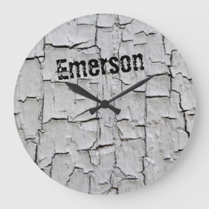 Shabby Chic Rustikales Land Graue gestörte Textur Große Wanduhr