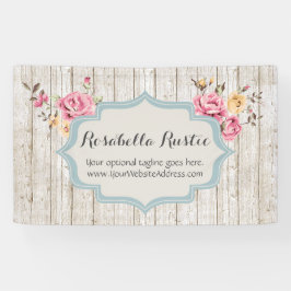 Shabby Chic-rustikales mit Blumenholz u. Vintage Banner