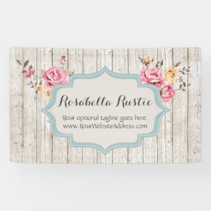 Shabby Chic-rustikales mit Blumenholz u. Vintage Banner
