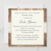 Shabby Chic-rustikales Sahne16. Geburtstag-Party Einladung (Rückseite)