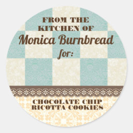 Shabby Chic-Schachbrett aus der Küche Runder Aufkleber