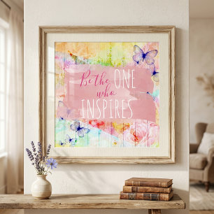 Shabby Chic Schmetterlinge & Rosen auf Scheunenhol Poster