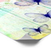 Shabby Chic-Schmetterlinge und Rose zum Holzzitat Poster (Ecke)