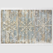 Shabby Chic Schneeflocken auf Holzcreme AL9 Decoup Seidenpapier (Vorderseite)