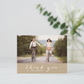 Shabby Chic Script Wedding Vielen Dank Postcard Postkarte (Stehend Vorderseite)