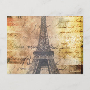Shabby Chic Scripts Vintag Paris Eiffel Tower Postkarte