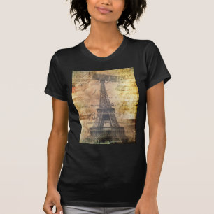 Shabby Chic Scripts Vintagen Turm Paris Eiffel T-Shirt