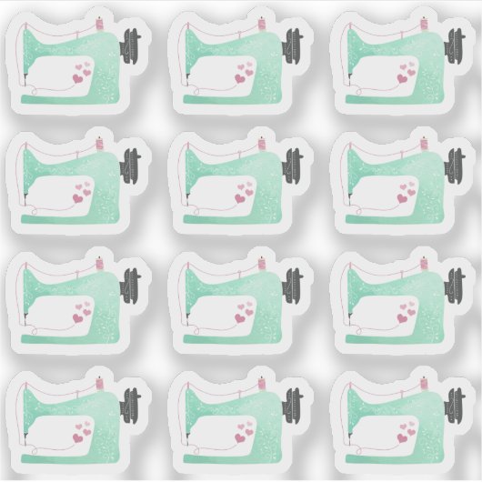 Shabby Chic-Seitenplaner für Wasserfarbennähmaschi Aufkleber (Vorderseite)