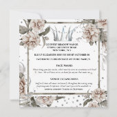 Shabby Chic Silber Krone Glitzer Rose Country Glaz Einladung (Rückseite)